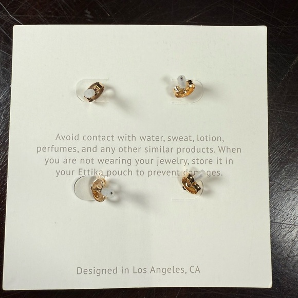 Ettika Double Pierced Earrings with Cubic Zirconia and Pearl on Chain NEW - Picture 2 of 3